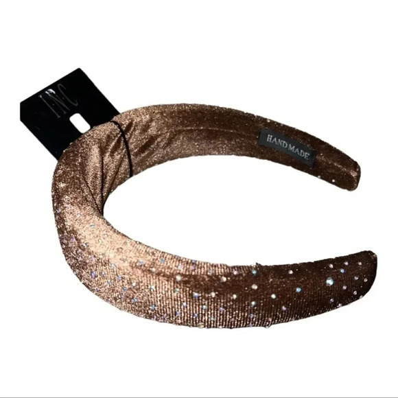 INC International Concepts Crystal-Studded Padded Headband Brown NWT - Picture 1 of 5